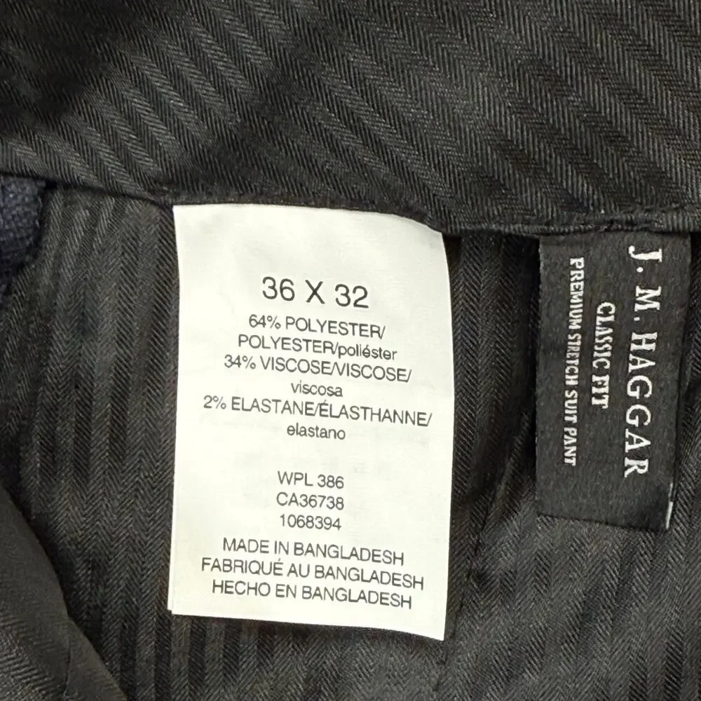 Haggar Men's Classic Fit Premium Stretch Suit Pants Navy 36x32 $100